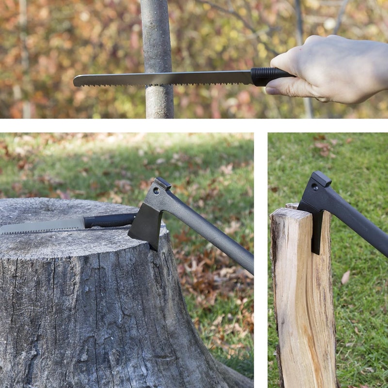 Wakeman Camping Hand Axe and Survival Gear - Lightweight Hatchet with Nested Serrated Wood Saw Knife and Magnesium Fire Starter Tool by (Black) - Image 5